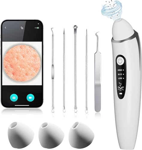 Bodytecni Succionador de Puntos Negros, Limpiador de Poros Eléctrico, 3 Modos de Limpieza Facial y Nasal, Kit de Espinillas para Eliminar Comedones y Acné Graso (Blanco)