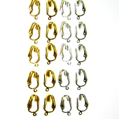 20pc Gold Silver Nickel Free Simple Elegant Pierced Look Clip on DIY Earring Converter Kit-Change and Fix Pierced Earrings to Comfortable Clip On