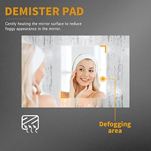 ELEGANT 800x600mm Backlit Illuminated Bluetooth Bathroom Mirror with Shaver Socket, Wall Mounted Vanity Mirror with Anti-Fog, Dimmable Touch Switch Control Clock Function LED Smart Mirror