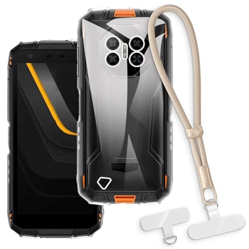 OAGELIM 2-in-1�ی�P�[�X�ƃ��X�g�X�g���b�v Doogee Fire 3 �Ƃ̌݊������� ���O���\�ȃ��j���[�h�t���d�b�J�o�[�A����~�ߕ����h�~�O���b�v�n���h�� (�N���A + �S�[���h)