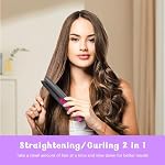 Hair Straightener, Fast Heating Flat Iron Straighteners, Rechargeable Rotating Curling Iron with 3 Temperature, Portable Straightener and Curler 2 in 1 Hair Tools, Grey