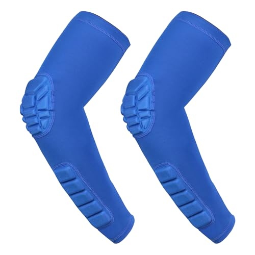 Codera Manguitos Codo y antebrazo con Acolchado, 2 Piezas, para Voleibol, fútbol, Baloncesto, Futbol Americano, Balonmano (Blue,M)