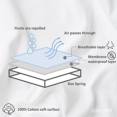 Allecalm Zippered Waterproof Mattress Encasement Queen Size Premium 9-15 Inch Waterproof Mattress Cover Protectors For Bed, Dorm Room, Cotton, Breathable, Noiseless, Washable, Soft #TOP1