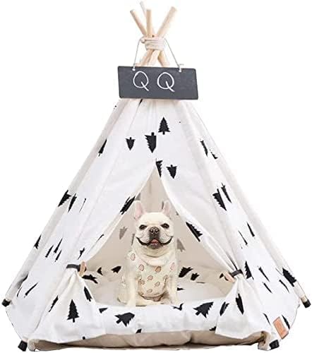 Pet Teepee for Dogs/Puppy and Cats with Thick Cushion Portable Pet Tent with Blackboard Pet Houses Bed for Small Puppy Dog Indoor Outdoor