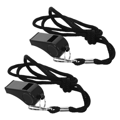 MUELODSIC Whistles Loud Sound 2pcs Black Abs with Lanyard Training and Survival Emergency Whistle Versatile Use for Coaches and Referees for Outdoor