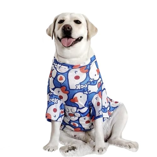 JPETTOかわいい 犬用 メッシュ tシャツ 春夏秋 中型犬 大型犬 犬服 トレーナー ドッグウェア パーカー 袖あり 涼やか UVカット 日焼き防ぐ 犬の服 パジャマ ペットとお揃い 柴犬 秋田犬 脱毛保護 お散歩 25-TX07 ブルーL