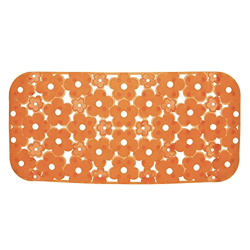 GEDY Margherita Tappeto Antiscivolo Vasca Arancio, Misure e peso prodotto: 0,6X72X34,5 CM & 0,515 KG, Realizzato in Resina, Design R&S Gedy, Conformità REACH, 2 Anni di Garanzia