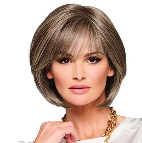 Raquel Welch Made You Look Chin-Length Chic Bob, 100% Hand Tied by Hairuwear, Petite-Average Cap, RL38 Smoke