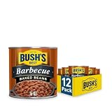 BUSH'S BEST 16 oz Canned Barbecue Baked Beans, Source of Plant Based Protein and Fiber, Low Fat, Gluten Free, (Pack of 12)