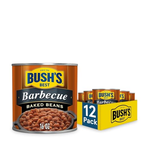 Image of BUSH'S BEST 16 oz Canned Barbecue Baked Beans, Source of Plant Based Protein and Fiber, Low Fat, Gluten Free, (Pack of 12)