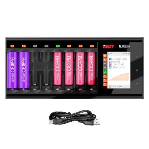 Chargeur intelligent ISDT N8 compatible pile rechargeable Li-Ion NiMH AA AAA