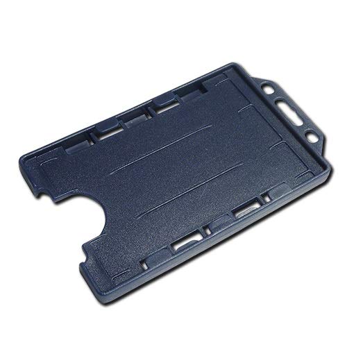 Identity-Plus: Navy Blue Rigid Open Faced Double/Dual Sided Portrait ID Card Badge Pass Holder (50)