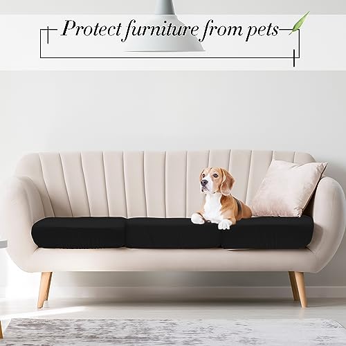 Newwiee 8Pcs Patio Cushion Covers Stretch Outdoor Cushion Cover Replacement for Patio Furniture Sofa Couch Slipcovers, Soft Flexibility Washable Furniture Protector(Waterproof Pure,Black) - Thumbnail 6
