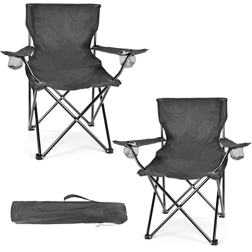 2 Pack Camping Chairs for Adults & Teens, 250LBS Capacity Foldable Portable Lightweight Chairs with Carry Bag, Compact Design for Camping, Beach, Picnics, and Outdoor Events
