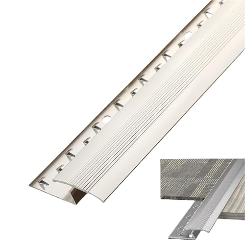 Carpet to Tile Transition Strip: Carpet Transition Strip, Upgraded Aluminum Alloy Z Bar Cuttable Carpets Tiles Door Threshold Edging Tool, for Home Office Hotel Floor Decor, Carpet Edge Trim (Silver)