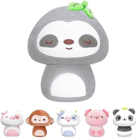 Mewaii 8'' Soft Strawberry Cow Mushroom Pillow Stuffed Animal Plush Plushie Squishy Toy - White