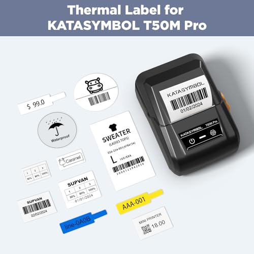 SUPVAN T50M Series Label Maker Tape, 0.78\" × 0.39\" (20mm × 10mm) 600 Labels/Roll Genuine Laminated Thermal Label Tape Refill, Waterproof Oilproof Highly Adhesive Auto Detect Labels, White
