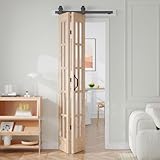 Easelife 24 x 84 in (Double 12x84 inch) Bifold French Glass Door,Sliding Folding Barn Doors with 2.3FT Hardware Track kit Included,Preassembled,Easy Install