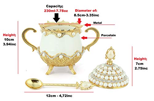 Candy Bowl Coated Handmade Brass Sugar Chocolate Serving Dish Gift For Lovers And You (Porcelain With Pearl) #TOP2