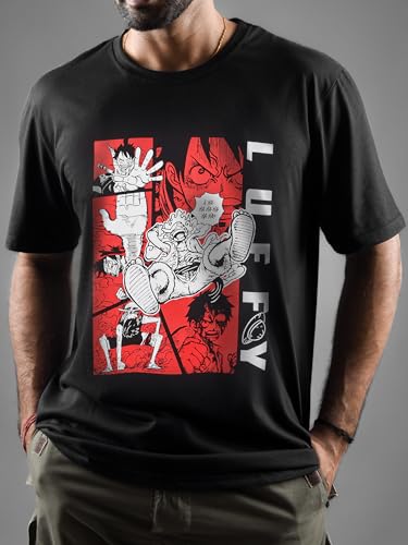 Image of One Piece Anime I Will Be The Pirate King Printed Half Sleeve T Shirt