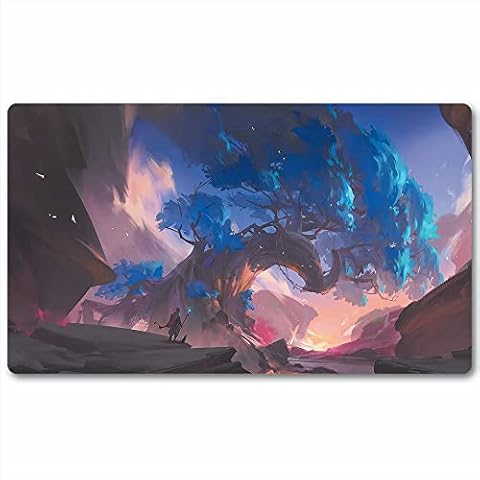 bozzhen Board Game TCG Playmat Tabletop Card MTG RPG CCG Trading Play mats Smooth Cloth Surface Rubber Base with Stitched Edges Original Mat Art Designs 24X14inch-Ready to Fight Cover