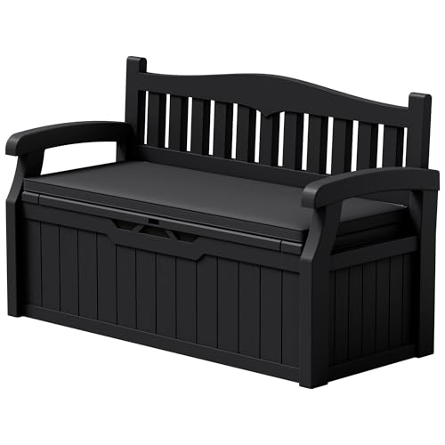 Devoko 80 Gallon Storage Bench with Cushion, Deck Box Waterproof&Lockable