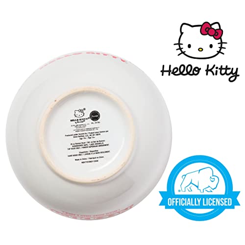 Silver Buffalo Hello Kitty Cup Noodles Tigela de Cerâmica Ramen com Hashus, Multicolorido, 590 ml, K
