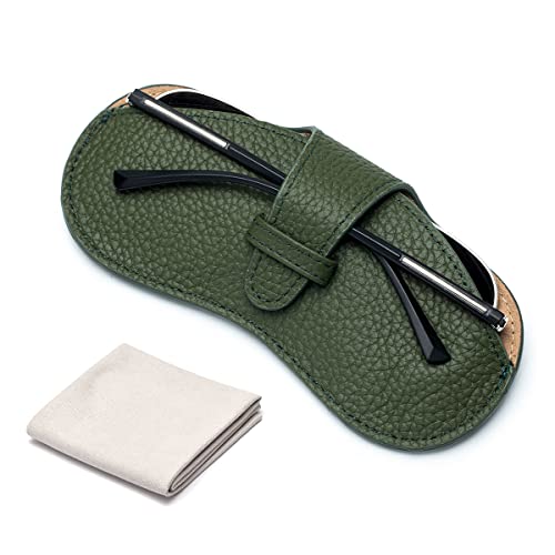 Axcvveiyi Portable Soft Genuine Leather Glasses Case, Slim Travel Sunglasses Pouch, Reading Glasses Case For Men Women #TOP4