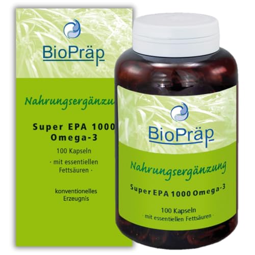 BioPräp Super EPA 1000 Omega-3 Kapseln | 100 Kapseln | mit EPA & DHA in Triglycerid-Form | aus nachhaltigem Fischfang | Made in Germany | zertifizierte Produktion