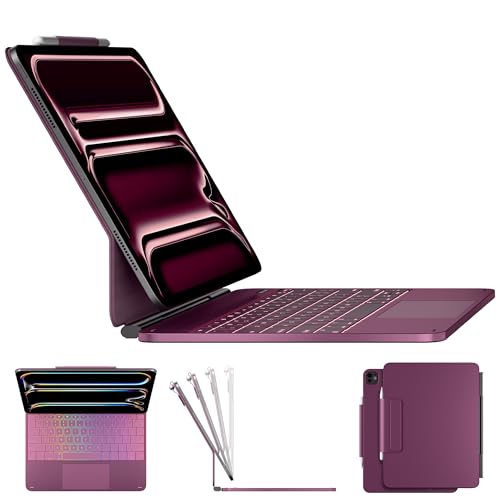 Image of typecase Keyboard Case for iPad Pro 13-inch (M5 2025 / M4 2024), Magic Keyboard with 11 Colors Backlight, Keyboard Case with Pencil Holder, Multi-Touch Trackpad, Easy-Set Magnetic Stand, Raspberry