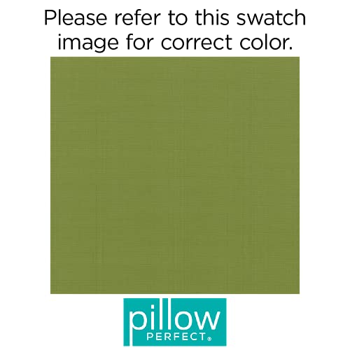 Pillow Perfect Forsyth Solid Indoor/Outdoor Wicker Patio Seat Cushions, Plush Fiber Fill, Weather and Fade Resistant, 2 Count, Green, Round Corner 19"x19"