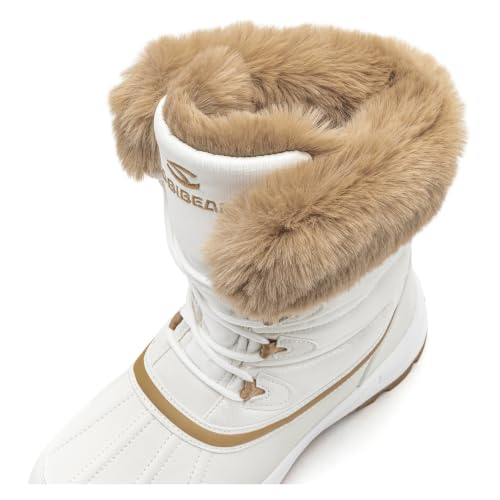 HOBIBEAR Women's Winter Snow Boots Waterproof Lightweight Warm Faux Fur Lined Mid-Calf Booties（Beige 1370 Size 8 Women - image 3