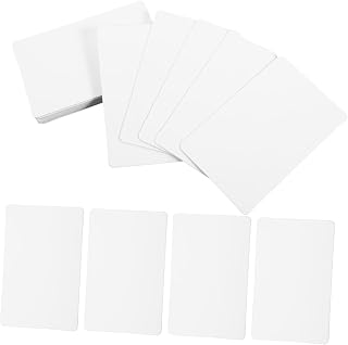 VILLCASE 100pcs Blank PVC Business Cards White Hanging Tabs DIY Craft Tags Hand-Painted Cards