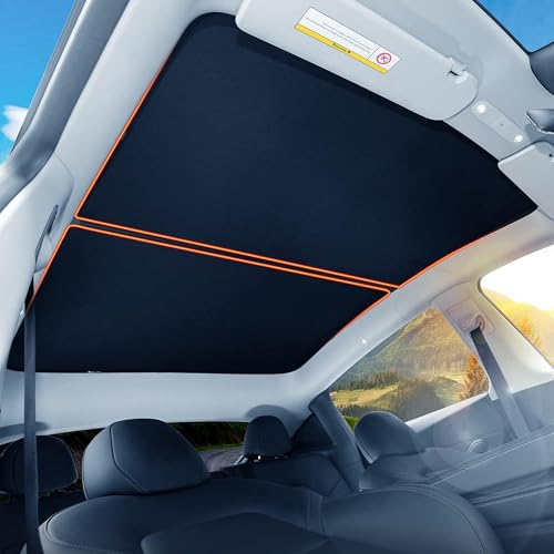 TOPABYTE Sonnendach Sonnenschutz für Tesla Model Y 2020–2024 Faltbarer Schiebedach Sonnenblenden Wärmedämmung Abdeckung Dachfenster UV-Schutz (Schwarz)