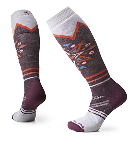 Smartwool Ski Full Cushion Mountain Snowflake Pattern Otc Socks - Women's Bordeaux Medium #TOP30