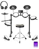 Ktaxon Electric Drum Set with USB MIDI, Type-C Charging, Built-in Metronome, Record & Headphone Mode, Electronic Drum Set with 150 Sounds, 64 Polyphony,10 Demos & 10 Kits for beginner(Compact)