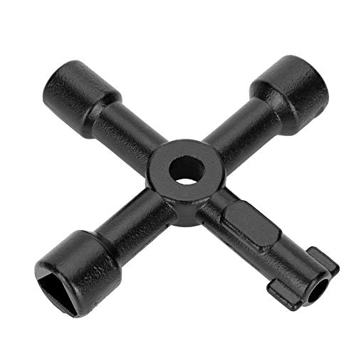 Universal Cross Key-4 Way Multi-functional Universal Cross Key Zinc Alloy Plumbers Electricians Valve Tools Black