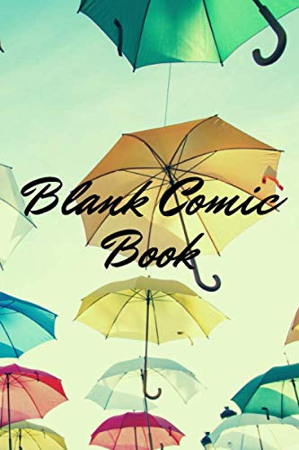 Blank Comic Book (cover with colored umbrellas) - drawing/comic book - draw your art - suitable for kids or adults (bos and girls) - sketch your world in colors - gift idea for lovers of drawing