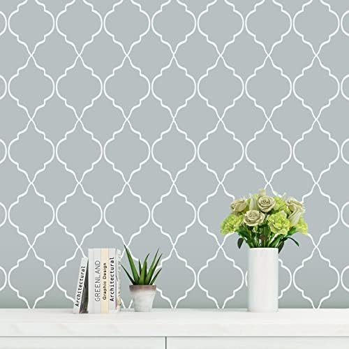 auxua Grey Peel and Stick Wallpaper Boho,Removable Geometric Self Stick Vinyl Wall Paper,Modern Contact Paper for Bathroom,Bedroom 17.7" ｘ394