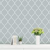 auxua Grey Peel and Stick Wallpaper Boho,Removable Geometric Self Stick Vinyl Wall Paper,Modern Cont