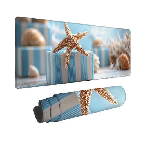 Podkładka pod mysz do gier XXL duża mysz 1400 x 600 mm, duża podkładka pod biurko z antypoślizgową gumową podstawą dla graczy, poprawia precyzję i szybkość (rozgwiazda) C-282