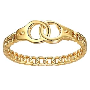 Generic Handboeien Ring Ketting Link Ringen Eenvoudige Sierlijke Stapelen Band Ringen Handcuff Belofte Ring…