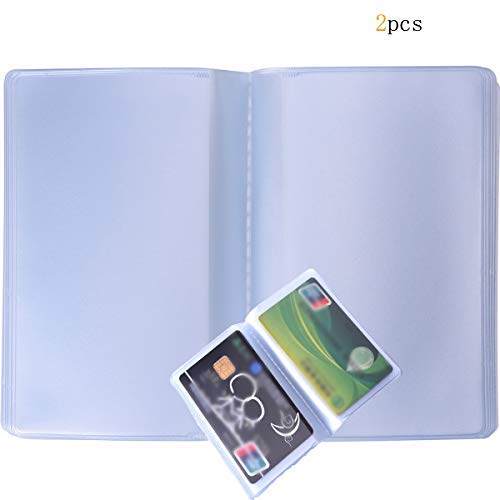 2 fundas de plástico para tarjetas de crédito, con 10 páginas, 20 compartimentos, transparentes.