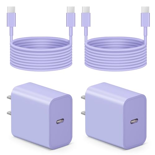 Image of iPhone 17 16 15 Charger Fast Charging 6FT - 20W USB C Charger Block with 6FT Type C to C Cable Compatible with iPhone 17 /17 Pro /17 Pro Max /Air /16 /16e /15, iPad Pro, iPad Air (Purple)