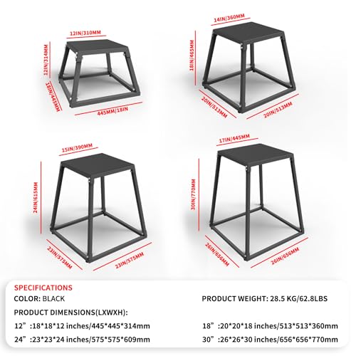 Plyometric Jumping Box, Heavy Duty Steel Plyo Box with Anti-Slip for Cross Training, Box Jumps, Step Ups, Home Gym Workouts by JoanKaren - Image 2