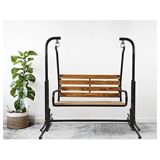 Kaushalendra 2-Seater Swing Jhula Indoor/Outdoor - Wooden Seat, 300 Kg Capacity with Iron Swing Frame (107 cm)
