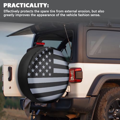 Image of 15 inch American Flag Spare Tire Cover, Waterproof & Dustproof Tire Protection Cover Wheel Cover, Universal Spare Tire Cover Protector for RV, SUV, Truck, Travel, Trailer, Camper