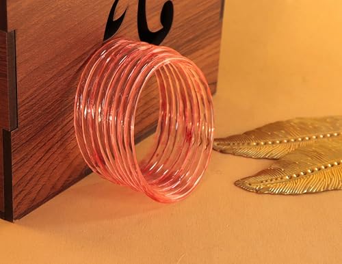 Image of ZULKA Designer Plain Glossy Glass Kada Set For Women & Girls With Diamond Cut Design | Fancy Designer Glass Bangles | Traditional Chudi | Kanch Ki Churi | Stylish Glass Kada For Wedding - Set Of 8