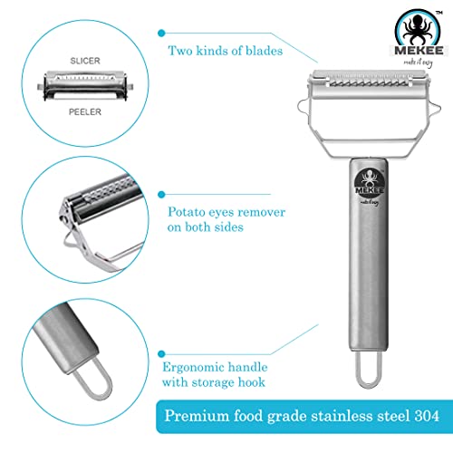 Julienne Peeler Vegetable Peeler For Kitchen - Potato Peeler Stainless Steel Fruit Peeler, Y Veggie Peeler, Sharp Blades Perfectly Cut Cheese & Boiled Sausage For Making Cheeseburgers Sandwiches #TOP1