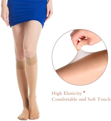 Yilanmy 12 Pairs Knee High Stockings Black Nude Sheer Pop Socks Soft 15 DEN Nylon Socks for Women